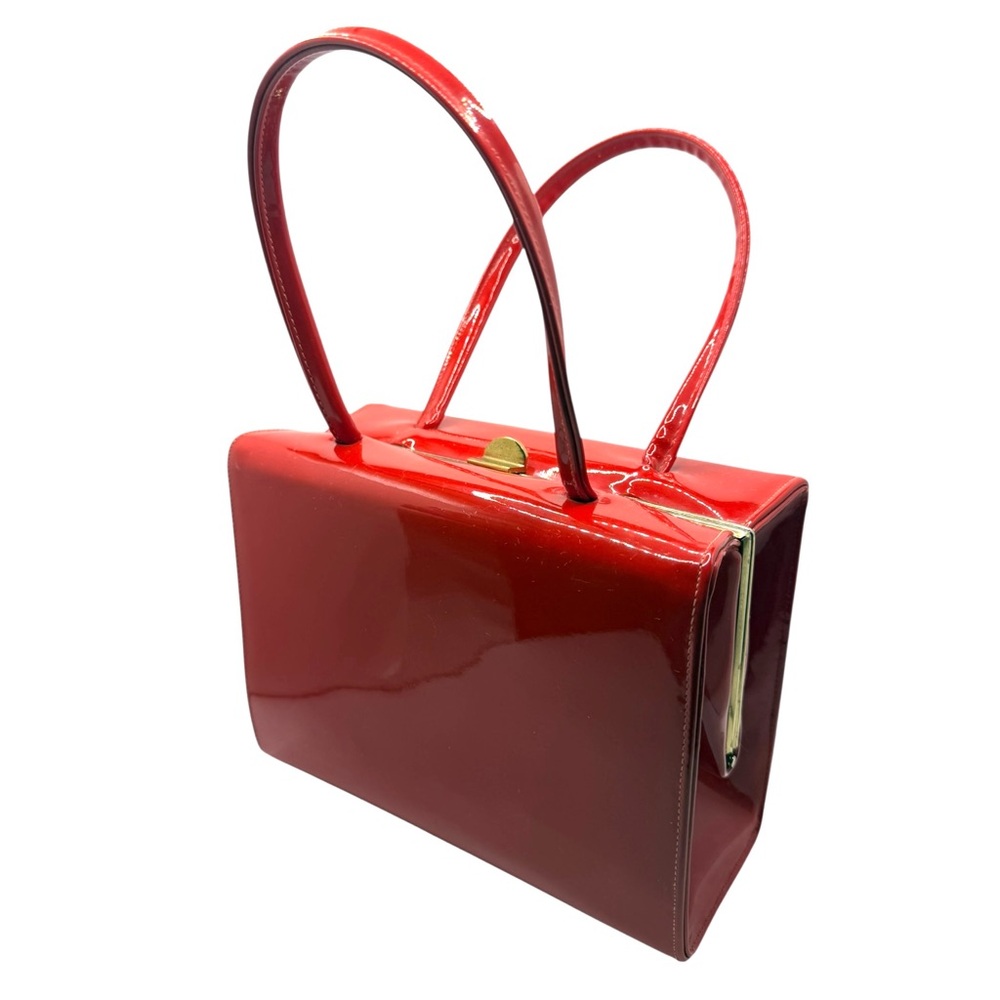 Red Patent Leather Top-Handle Bag - Women